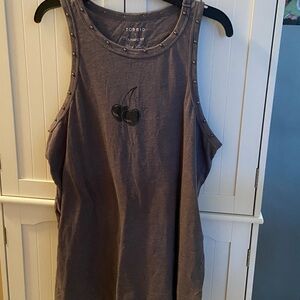 Torrid Gray Sleeveless Top with Cherry Design